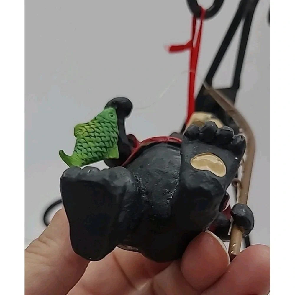Kurt Adler KSA‎ Black Bear Fishing Figure Ornament Women Want Me Fish Fear Me 5